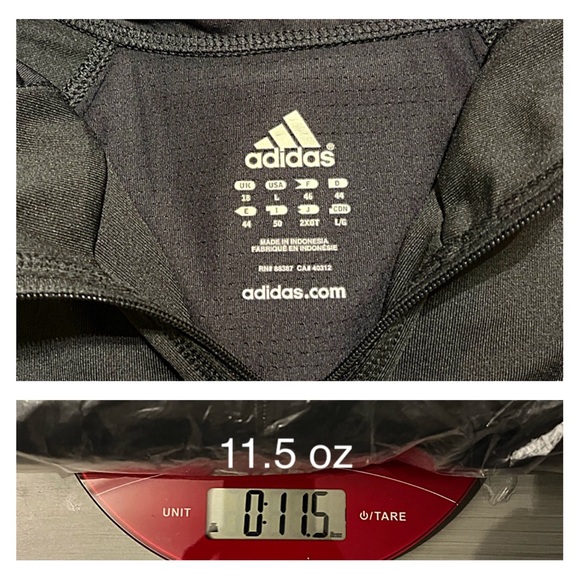 ADIDAS WOMEN’S LOGO SPORTY ZIP JACKET L THREE STRIPE Black White - Picture 7 of 7